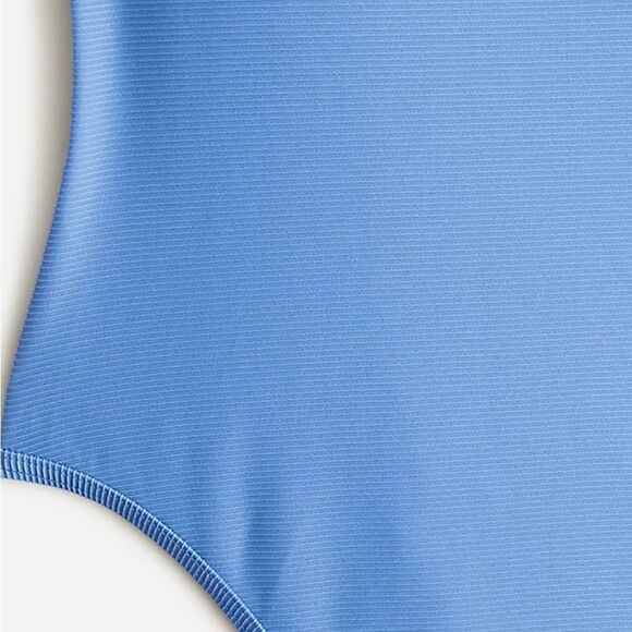 NWOT New J. crew Ribbed One Strap One Piece Swimsuit 0 Retro Blue Clean Lines - Picture 4 of 14